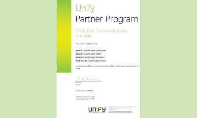 Ismét meghosszabbított Unify Master 3 szintű partnerség!